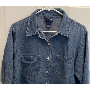 Venezia Jeans Blue Denim Collared Button Up Pocket‎ Shirt Womens 14/16 Western